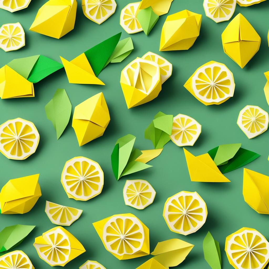 Origami Lemons Papercraft in 8K Resolution