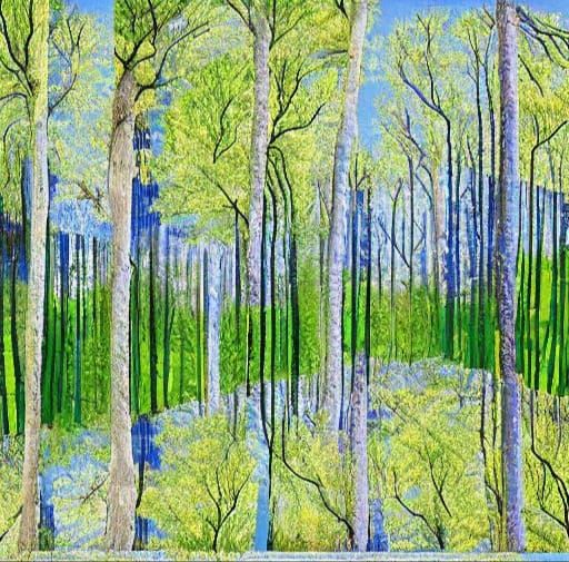 Seasonal Trees in Sliced Landscape: Modernist Collage