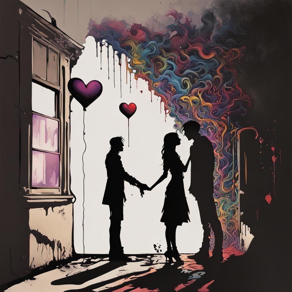 Romantic Surrealism Graffiti Art in Dark Fantasy Style