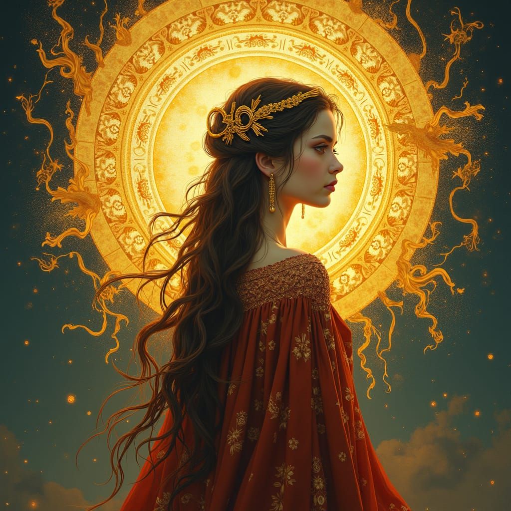 Golden Aura Girl: Fantasy Concept Art