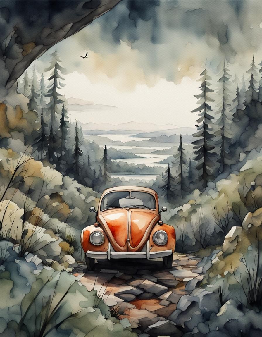 Bug's-Eye View in Moody Watercolor Style