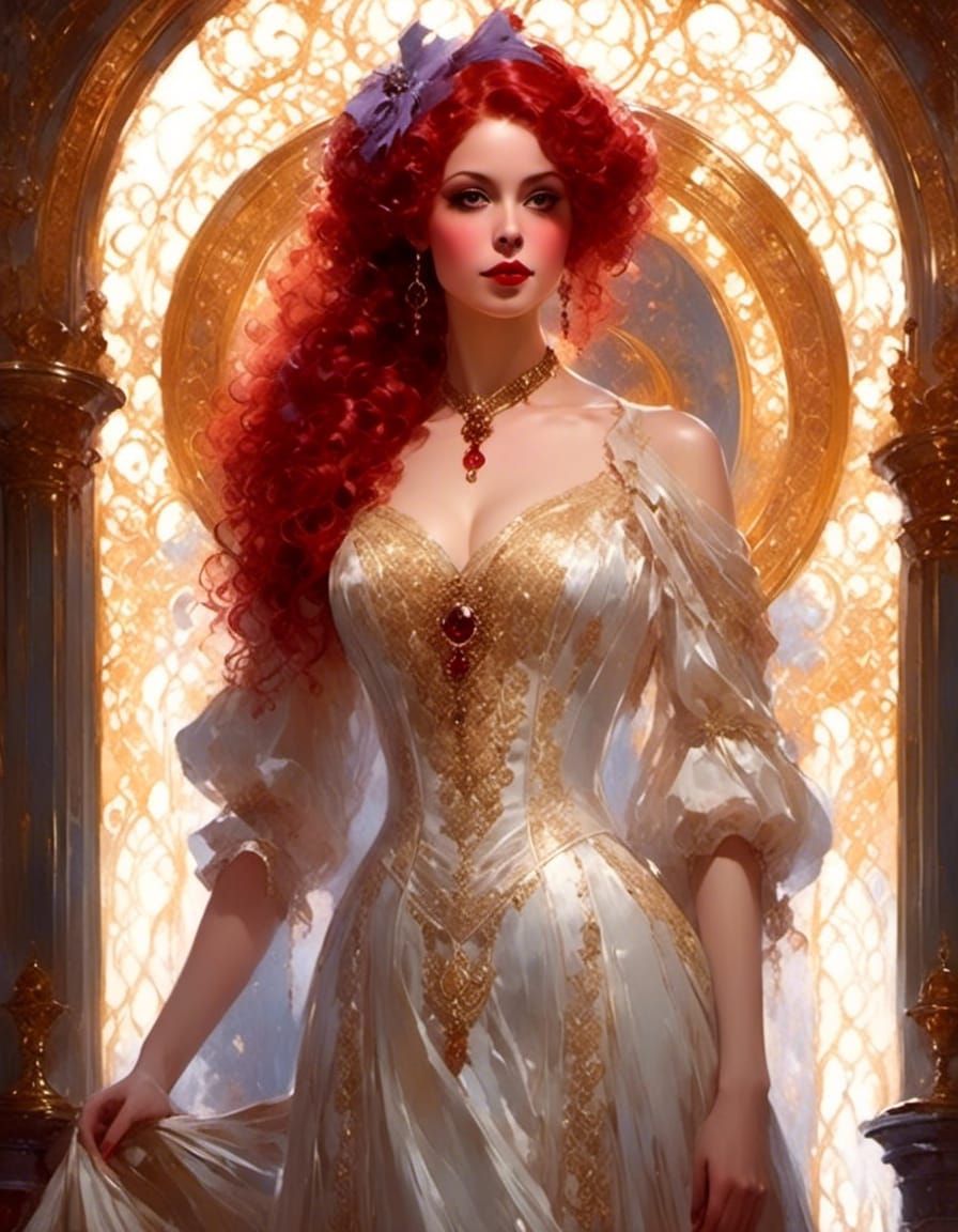 Victorian Vampire Mina Harker in Edward Cucuel Style