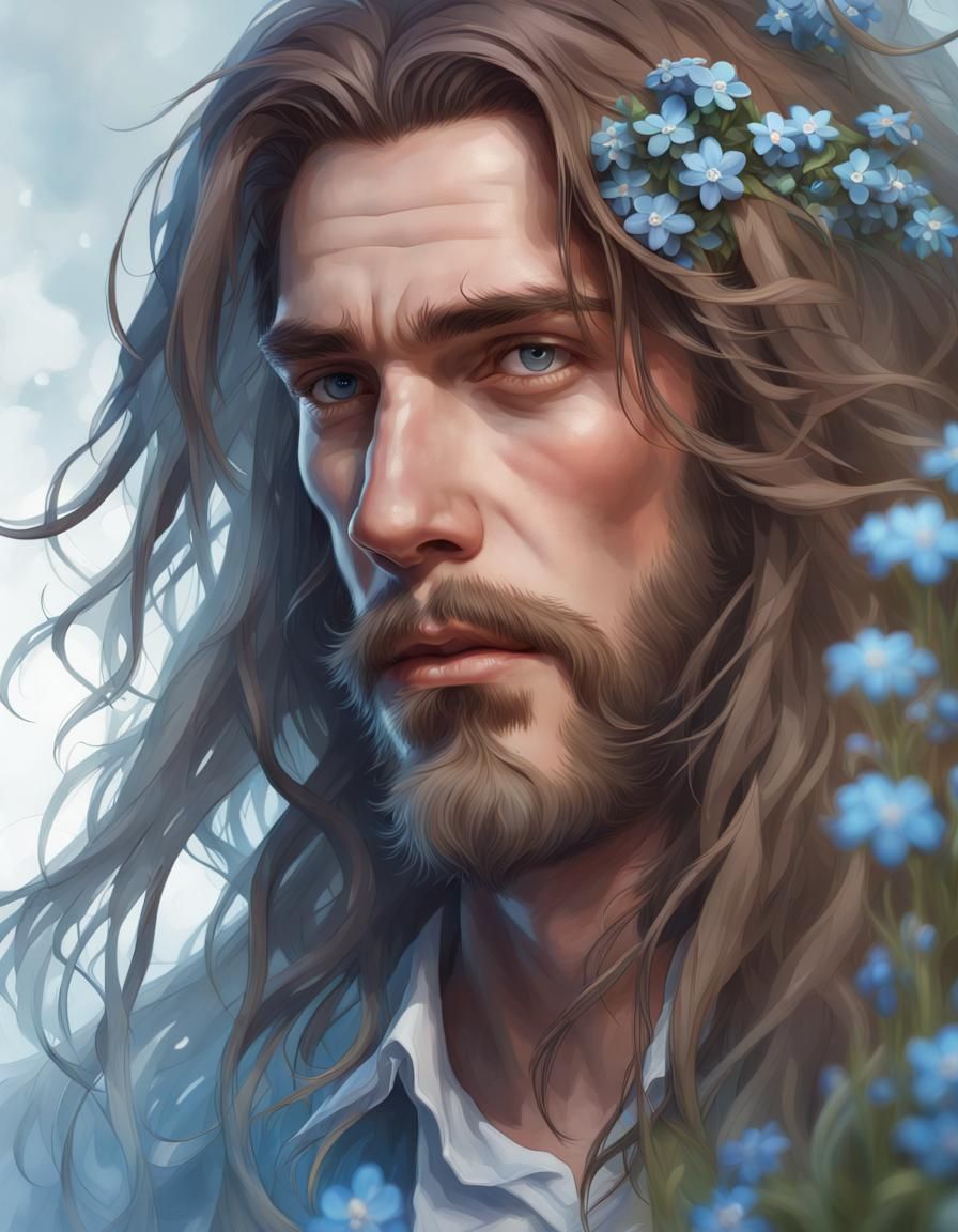 Man with Forget-Me-Nots: Detailed Concept Art