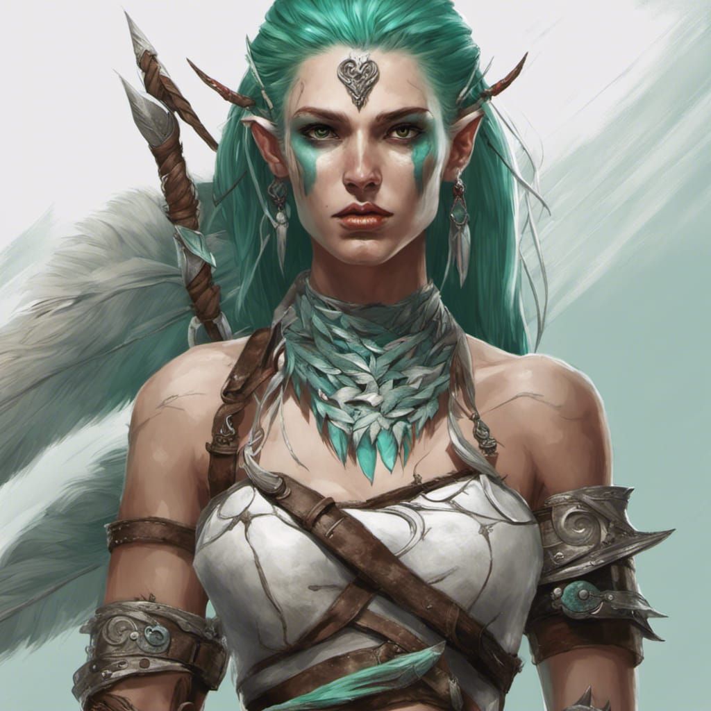 Moon Elf Warrior with Silver Braids: Fantasy Art