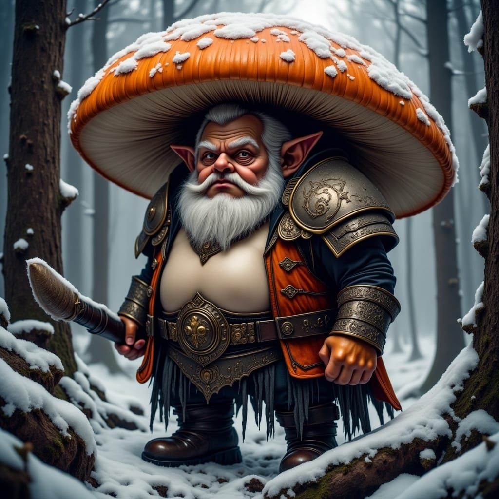 Oyster Mushroom Warrior in Gothic Style