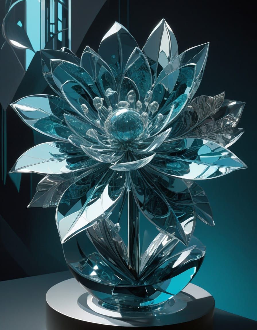 Crystal Bloom in Islamic Futurism Style