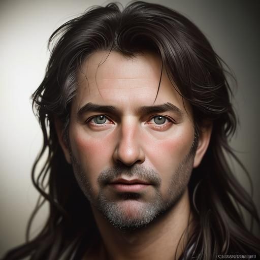 Sculptor at Work on David Statue Portrait