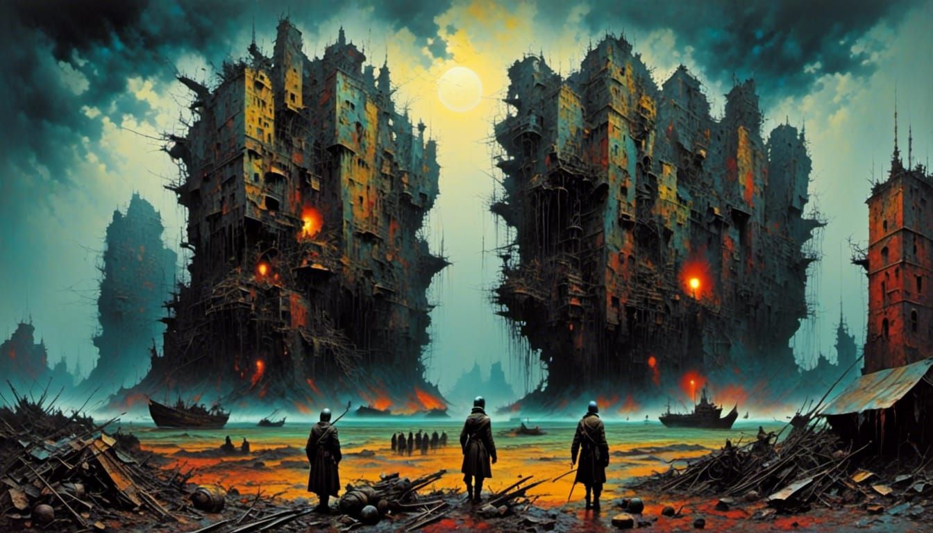 Dystopian Sci-Fi Cityscape in a Graffiti Art Style