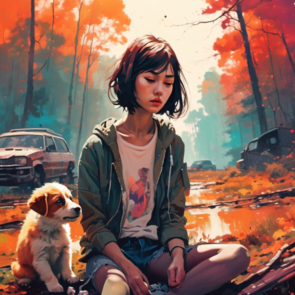 Girl Finds Puppy in Post-Apocalyptic Park