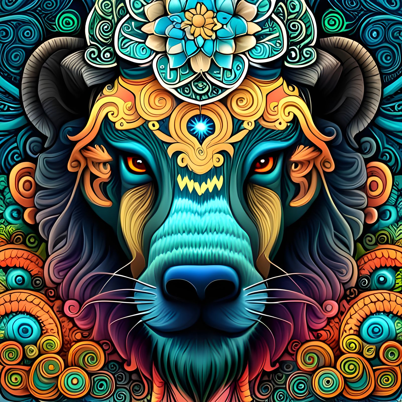 Hypermaximalist Muskox Dream Spirit Digital Art