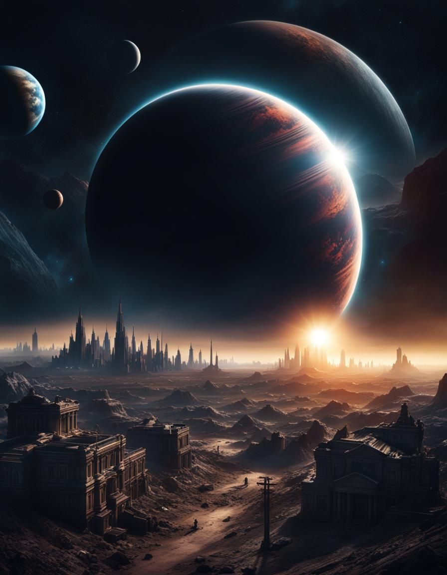 Planets, Eclipse, and Lost Astronaut: Digital Matte Painting