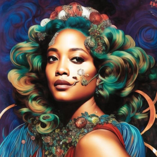 Hawaiian Goddess Pele with Lava Hair