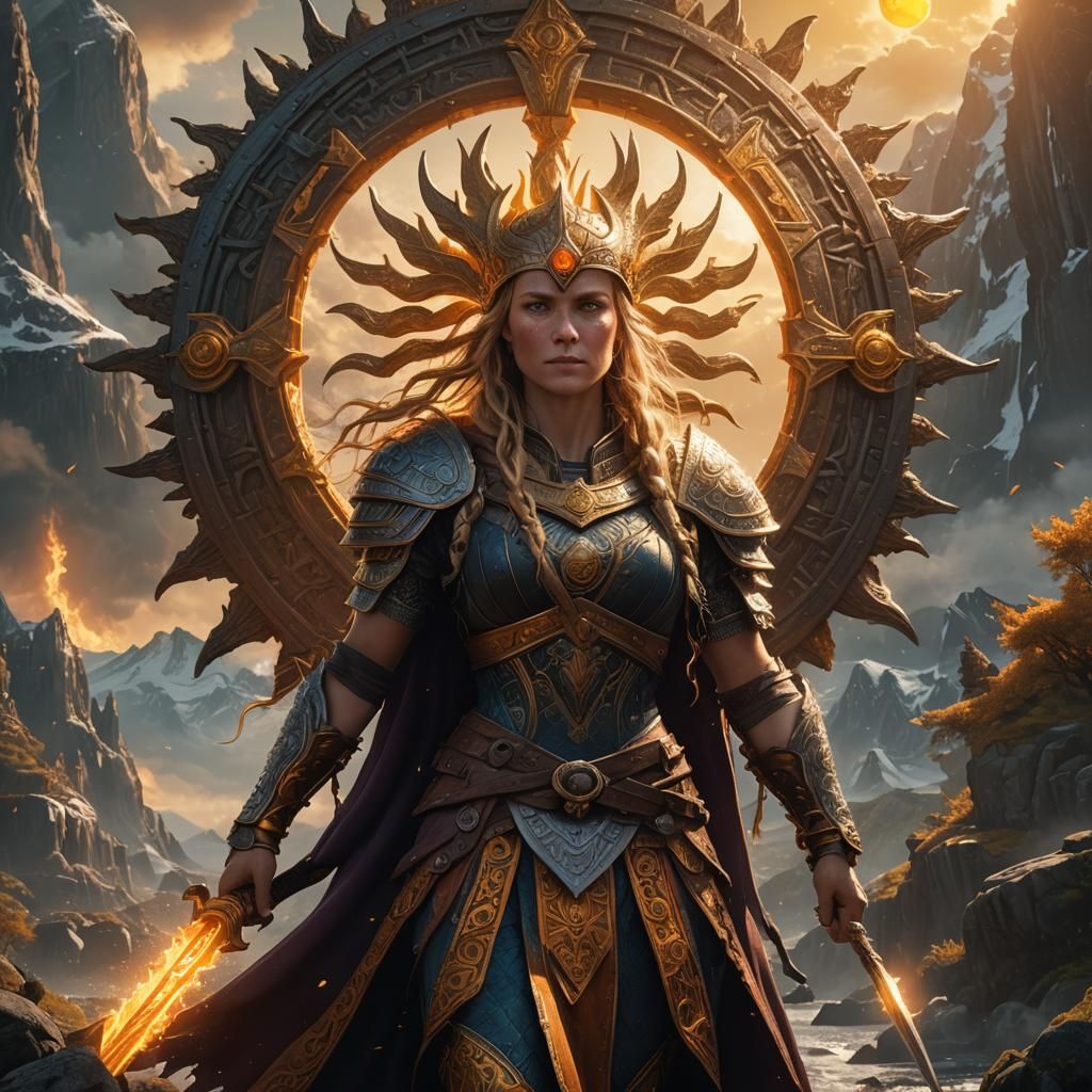 Viking Sun Goddess Sol: Detailed Matte Painting