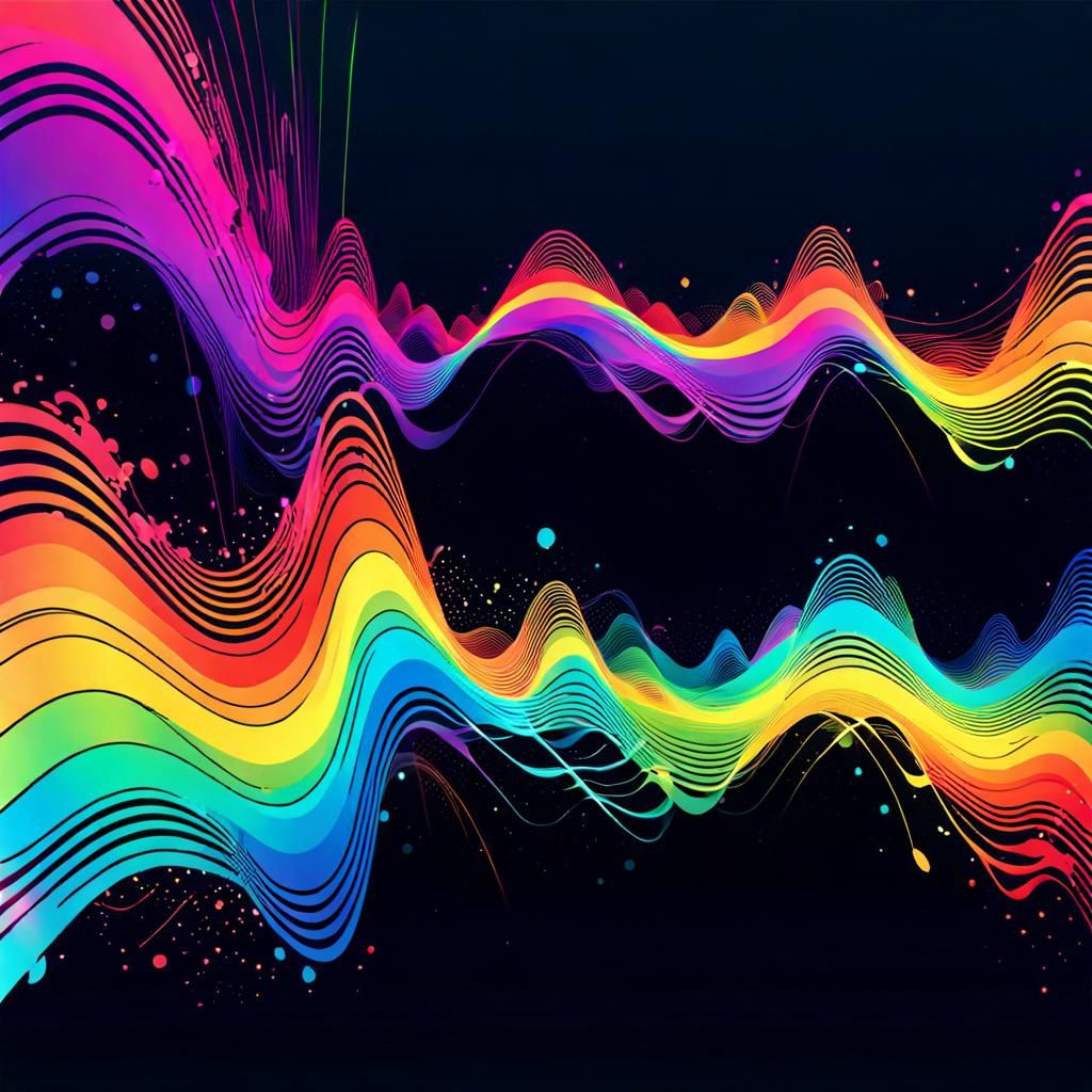 Rainbow Glitch Shockwaves Silhouette in Vibrant Colors