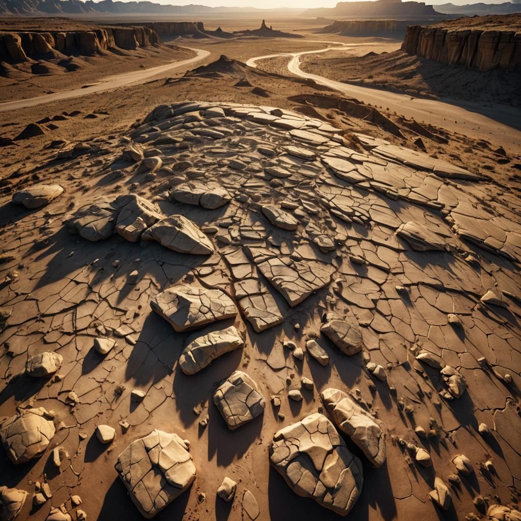 Dramatic Desert Landscape in Golden Light