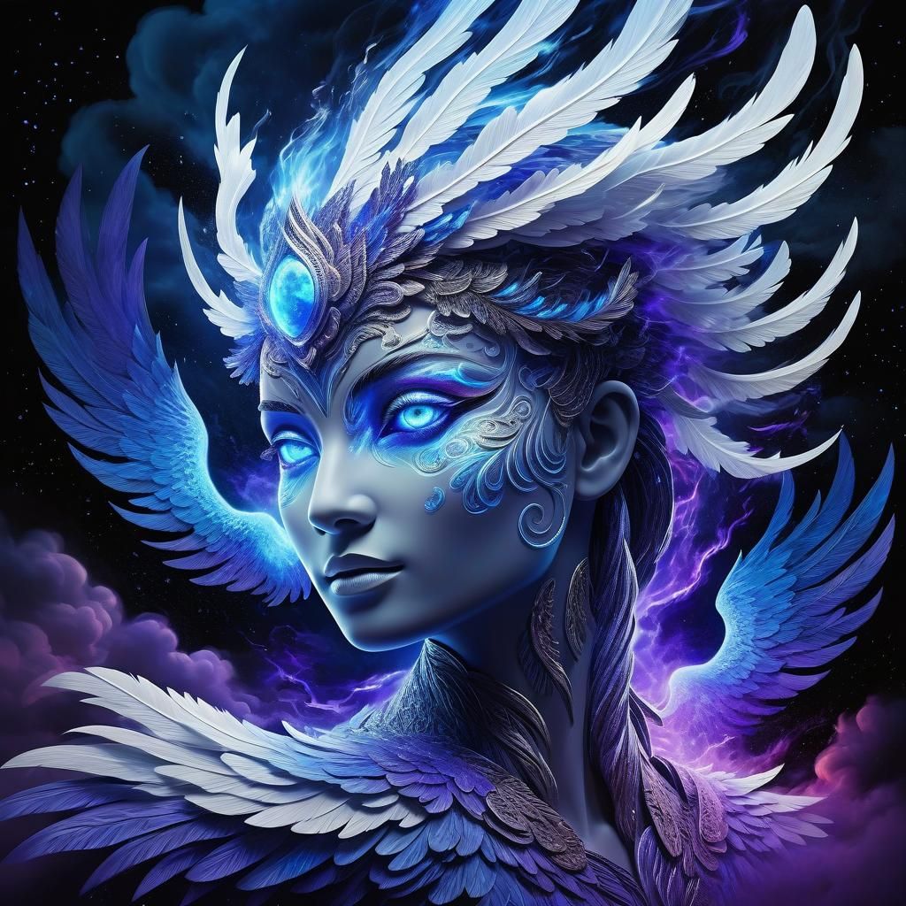 Air Elemental Portrait in Opalescent CGI Style