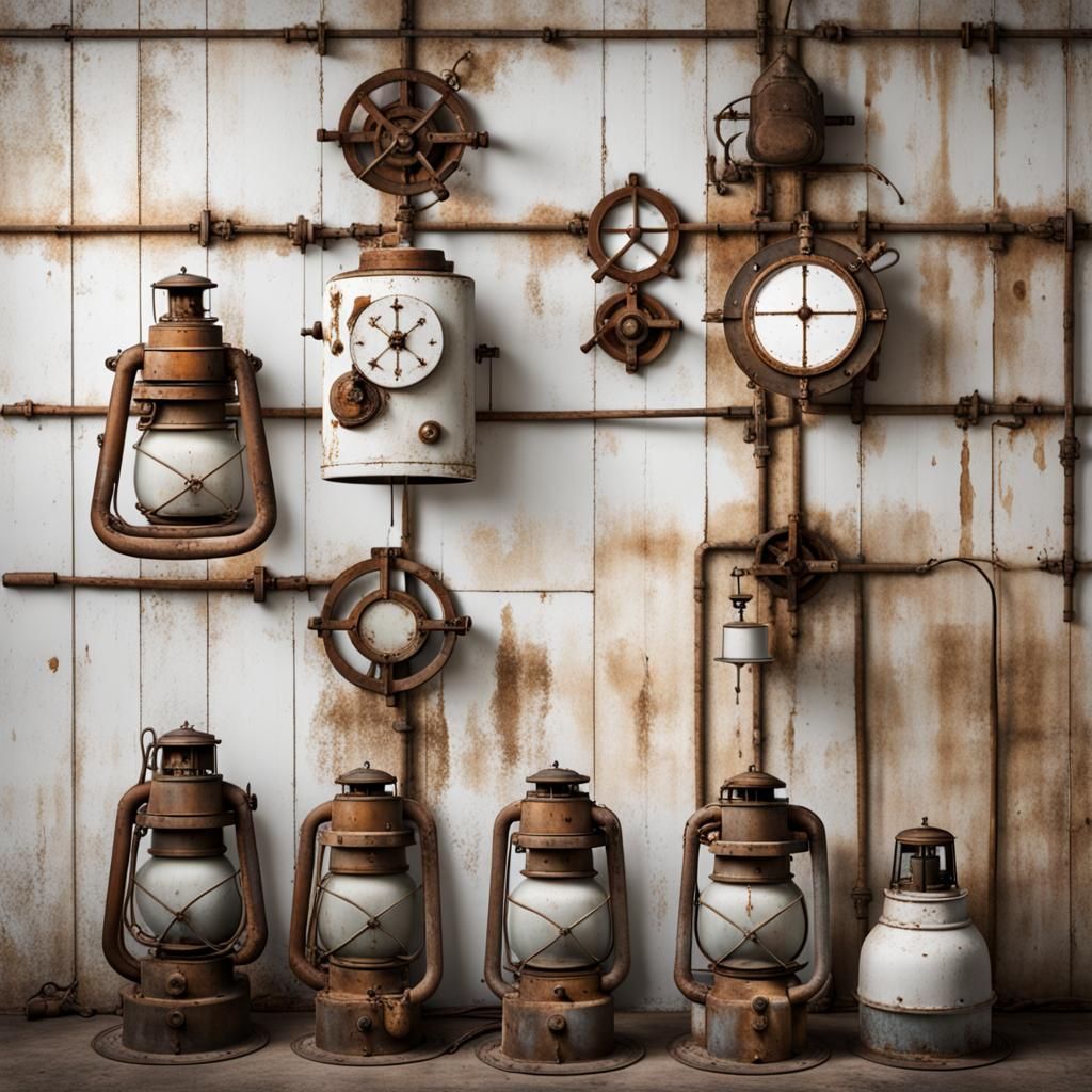 Nautical Style Metal Walls with Lamps