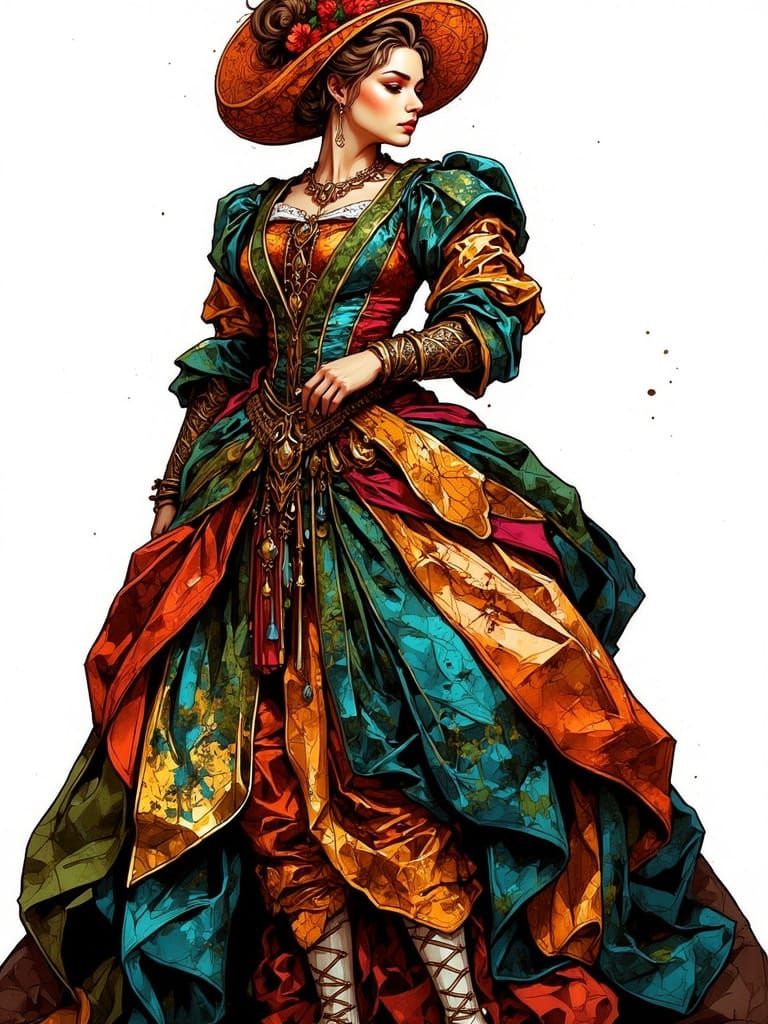 Color Glass Painting Of A Proud French Courtier