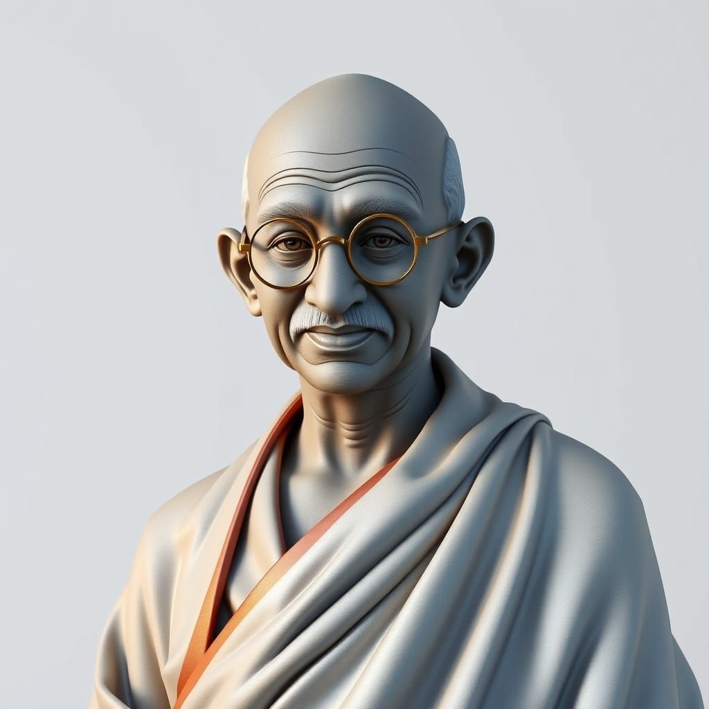 Anime Mahatma Gandhi Statue in Traditional Indian Attire