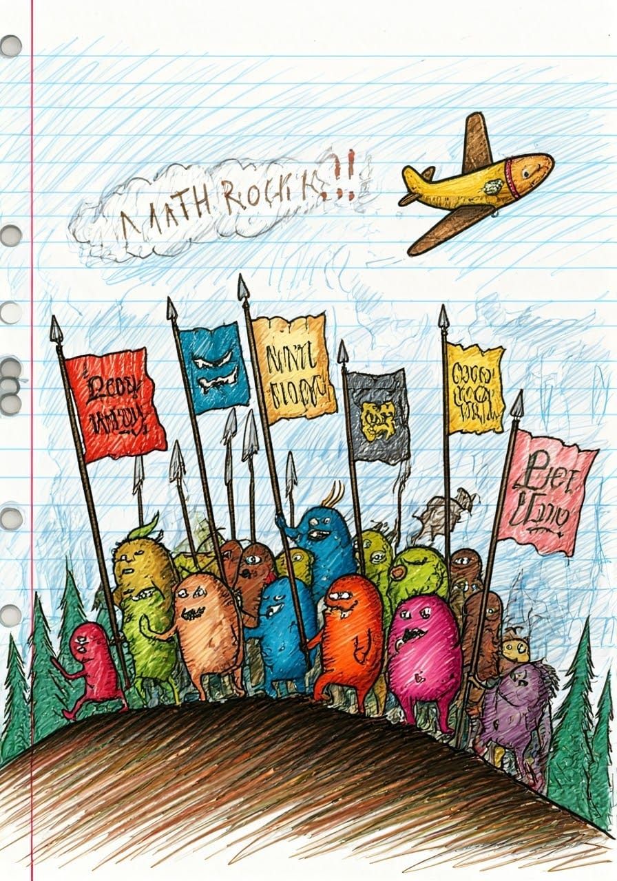 Monster Stick Figure Army Doodle on Lined Paper