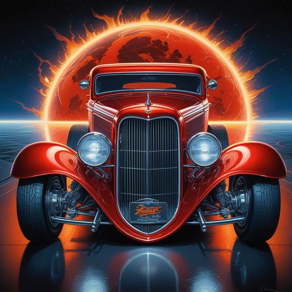 Vintage Red 1933 Ford Eliminator Coupe in High-Octane Art St...