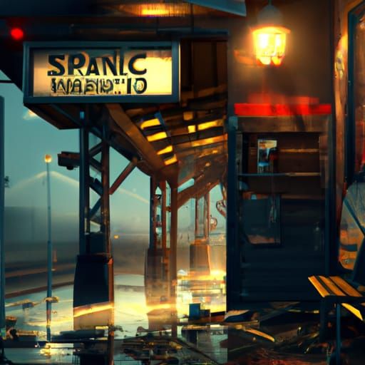 Deserted Railway Station at Night: Dark Fantasy Concept