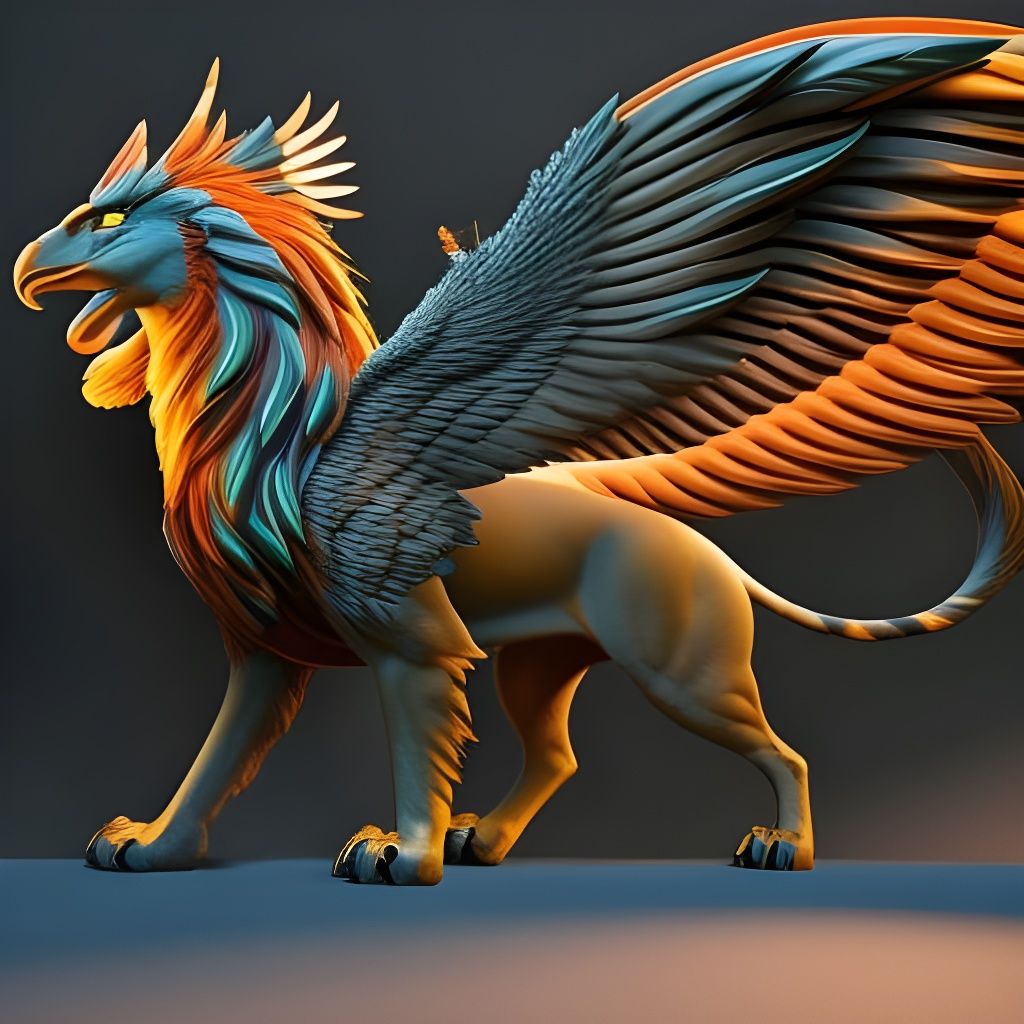 Majestic Griffin in Forest: Hyperdetailed Concept Art