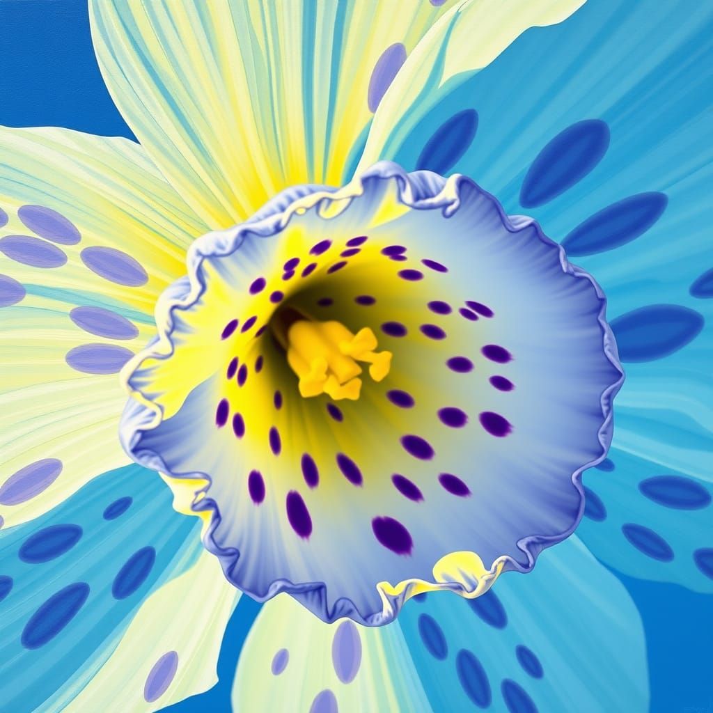 Vibrant Close-Up of a Glowing Daffodil in Georgia O'Keeffe S...