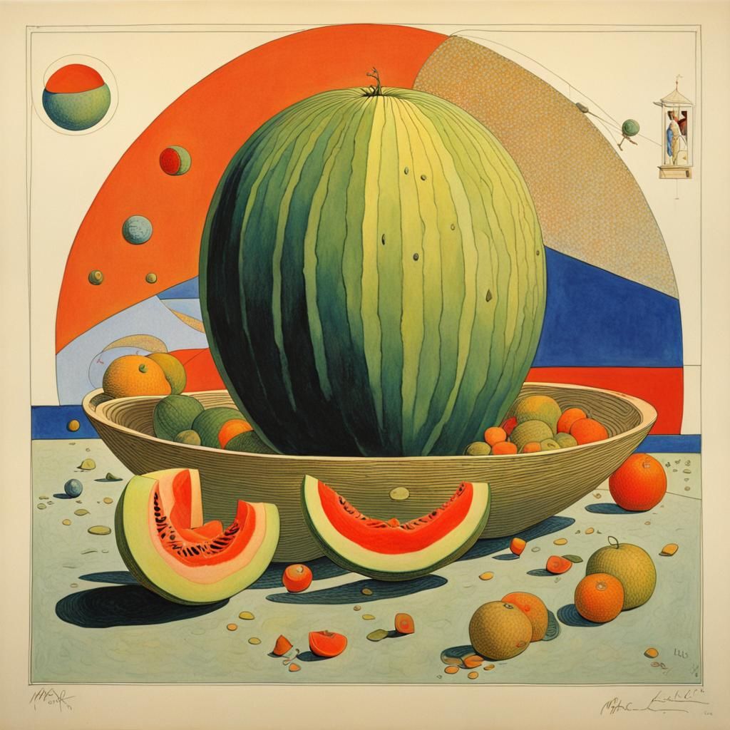 Abstract Melon in Surrealist Style