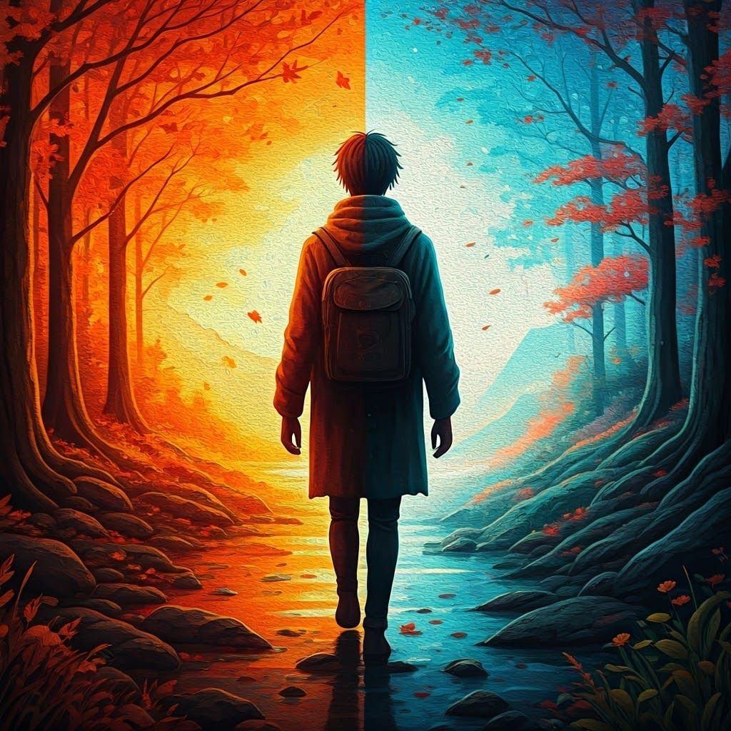 Seasonal Gourd in Double Exposure Manhwa Artwork