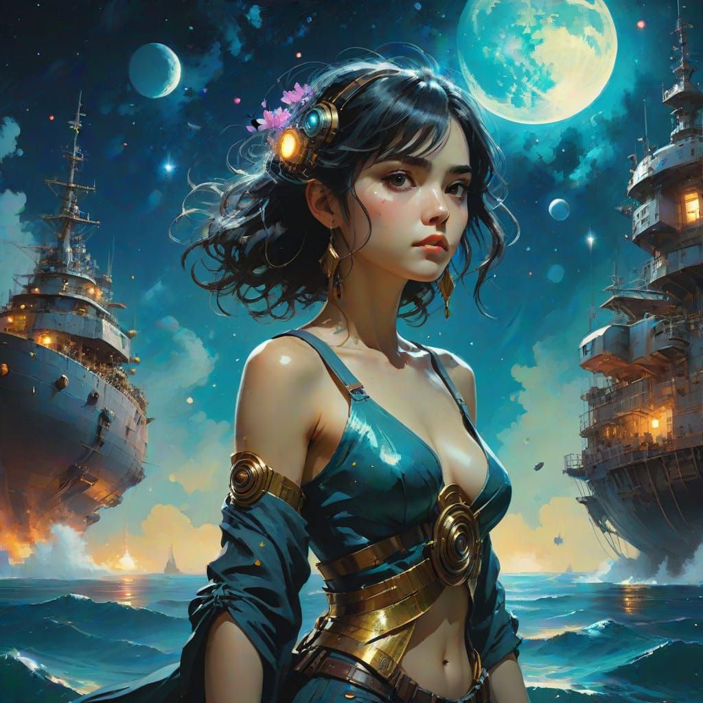 Ethereal Cyberpunk Dreamscape at Night