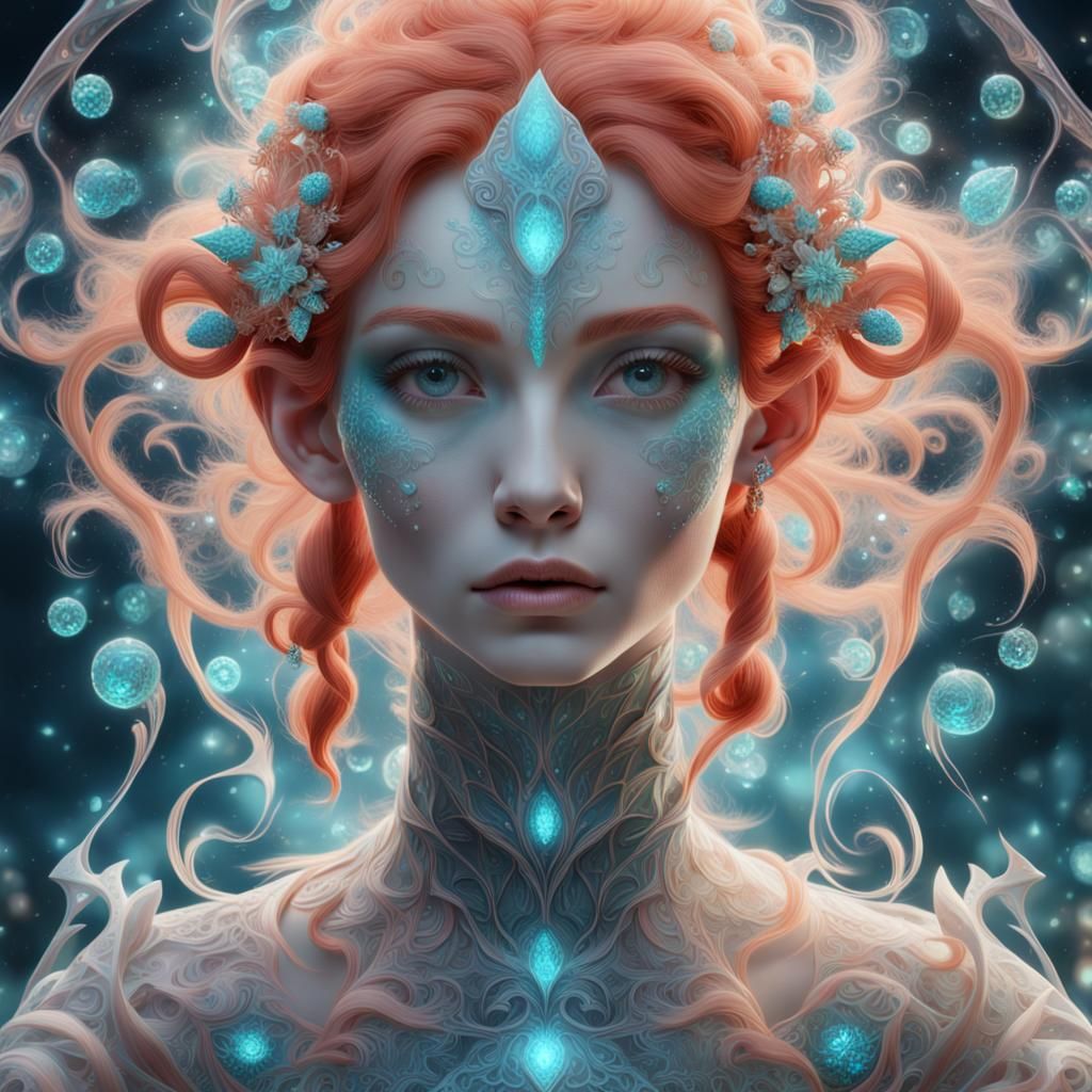 Ethereal Strawberry Elf in Resplendent Biomorphic Splendor