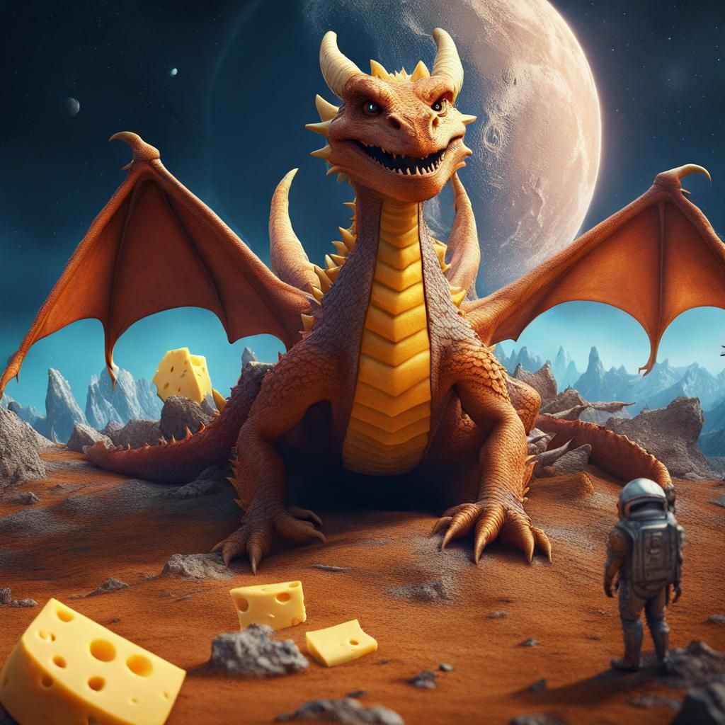 Social Dragons Visit a Moon Made of Cheese