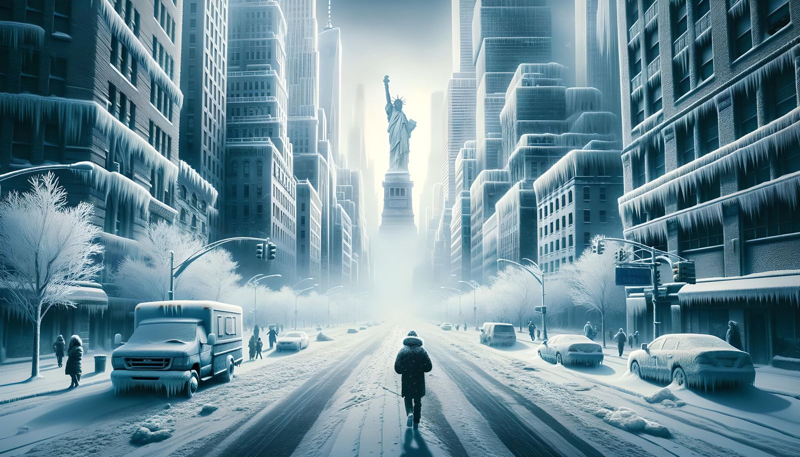 Frozen New York: A Dystopian Winter Cityscape