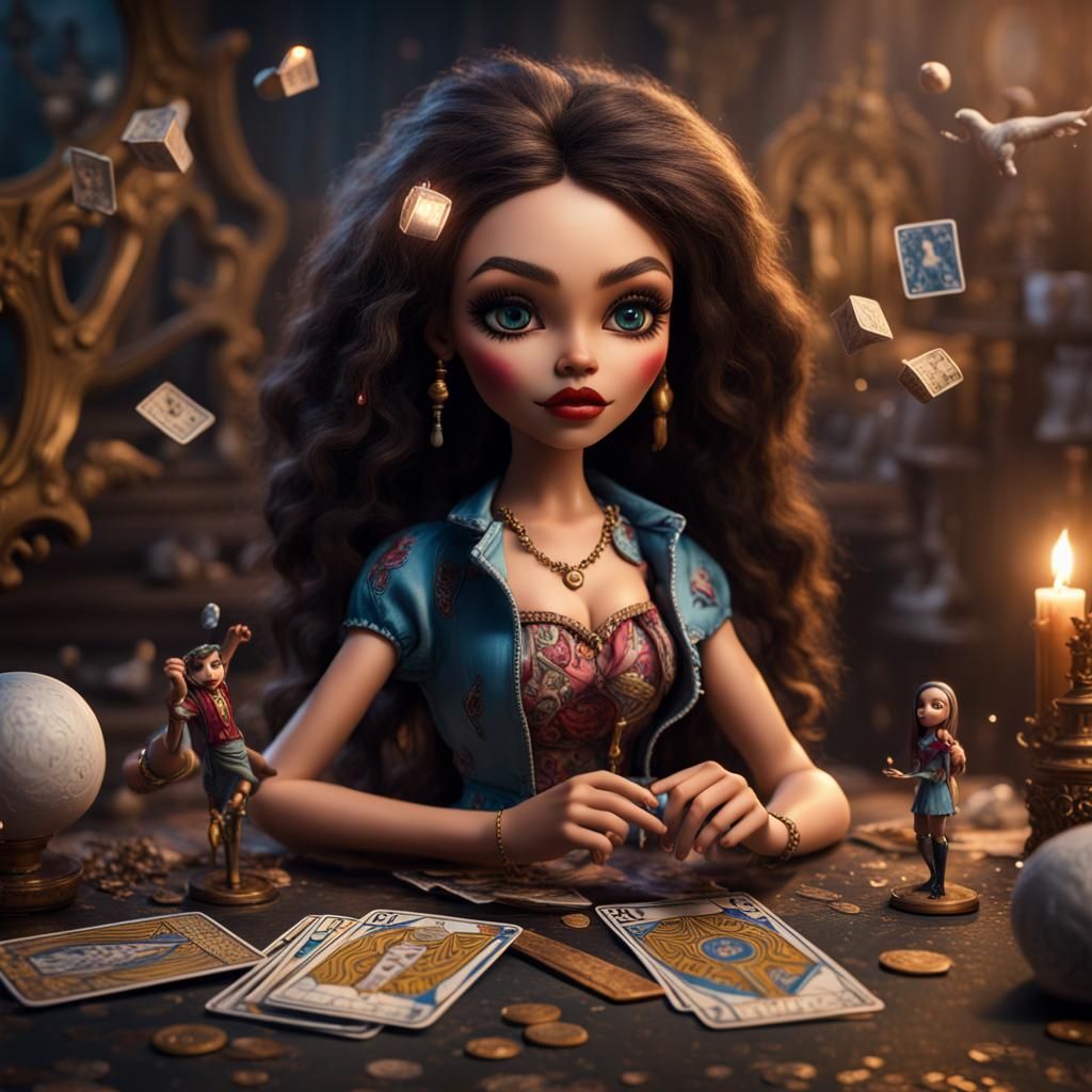 Bratz Dolls as Tarot Juggler in Detailed Matte Painting