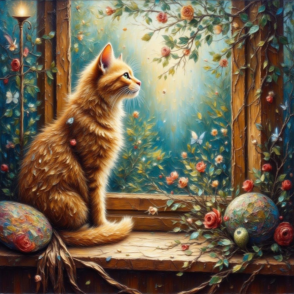 Beautiful Cat in Abstract Romanticism Style