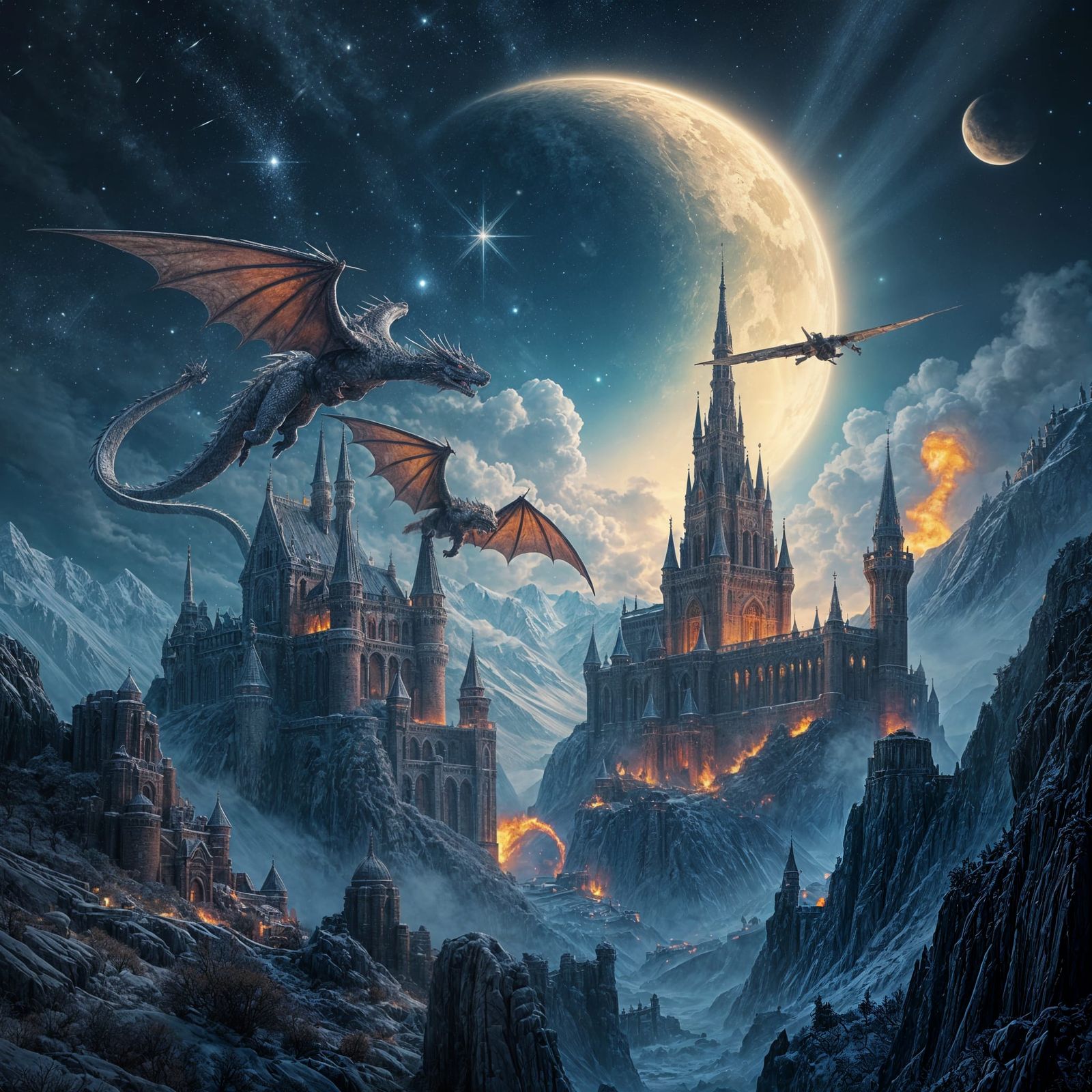 Epic Medieval Realm Under Starry Skies