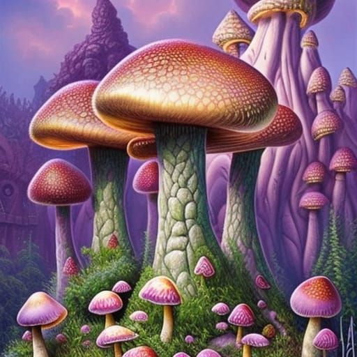 Fairytale Shroompunk Mansion in Detailed Matte Painting