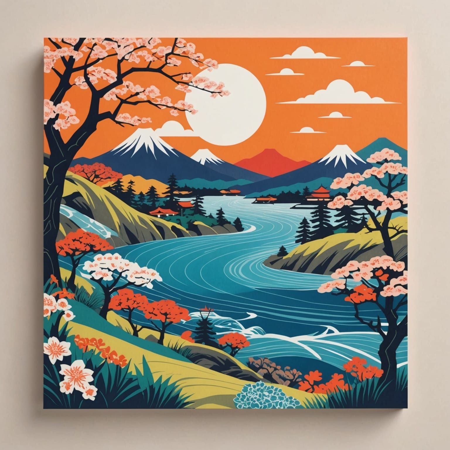 Ukiyo-e Style Art of Everyday Life