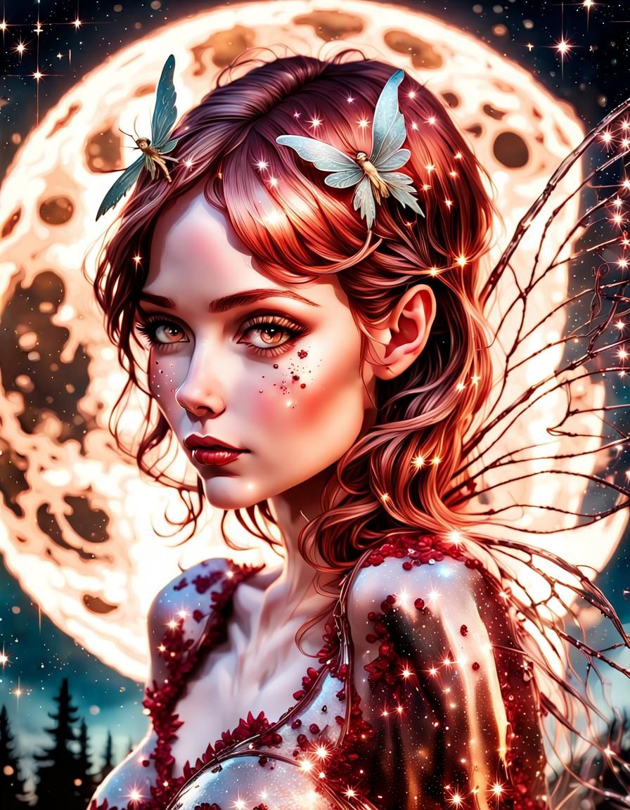 Fairy Portrait with Bioluminescent Constellations