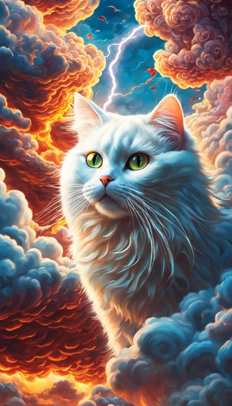 White Cat Conjures Ramen Storm with Lightning