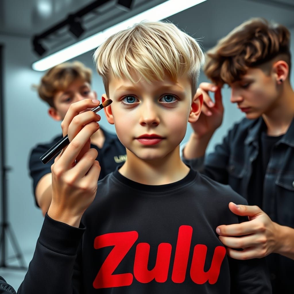 Youthful Male Model Prepares for Photo Shoot in Modern Studi...