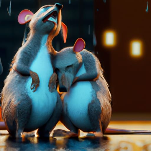 Sad Rats Crying: 3D Digital Art