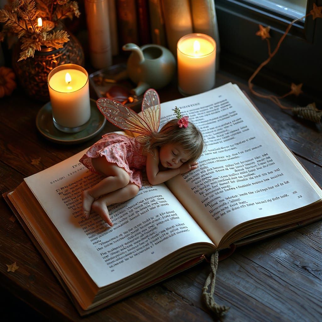Sleeping Fairy in Cozy Reading Nook