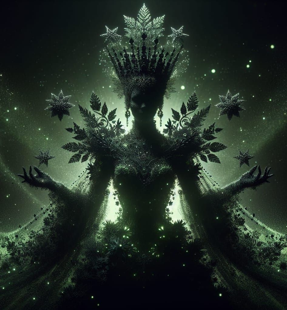 Imposing Dark Queen Silhouette of Flora and Stars