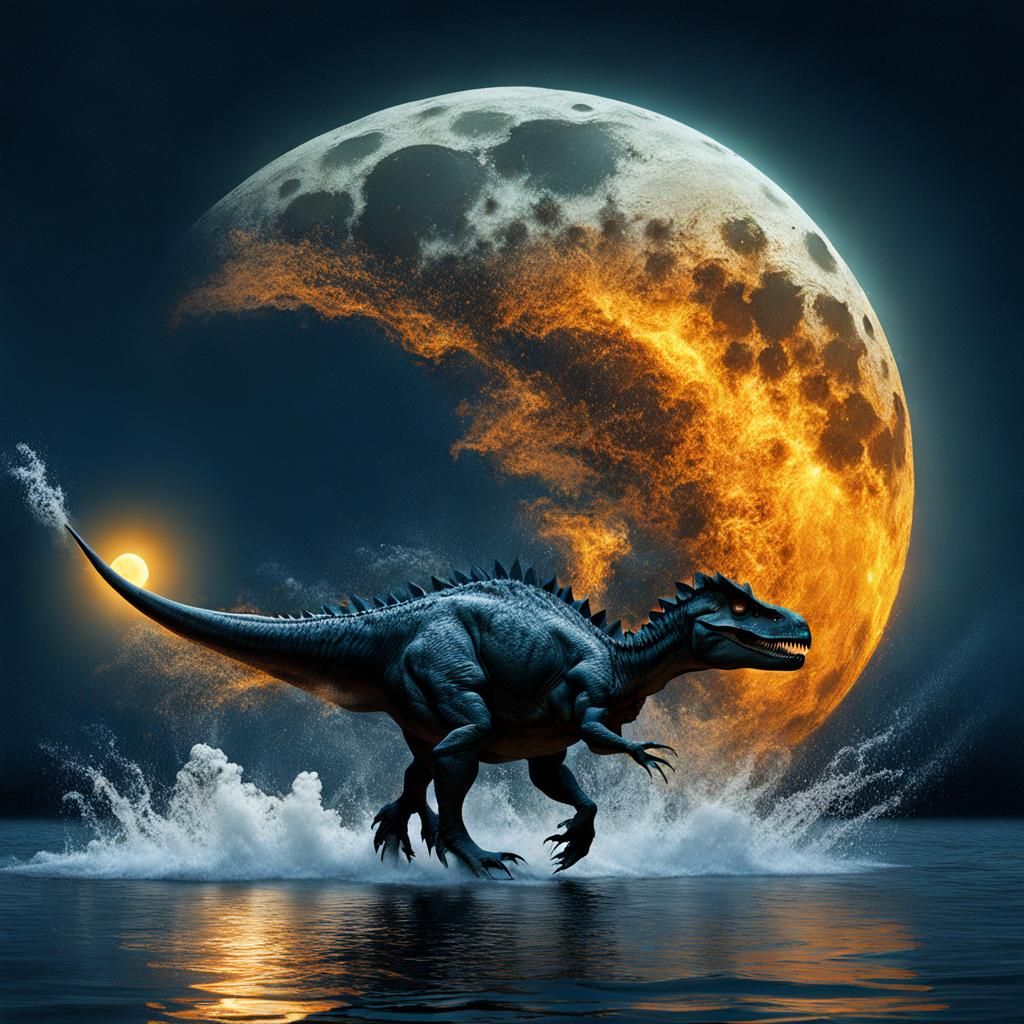 Water Dinosaur Descends From Moon