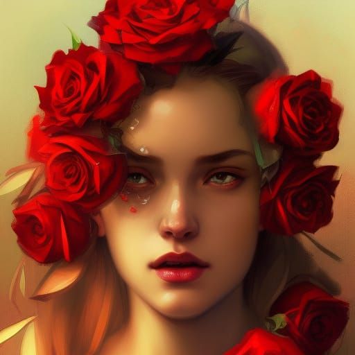 Girl with Roses: Hyperdetailed Digital Portrait
