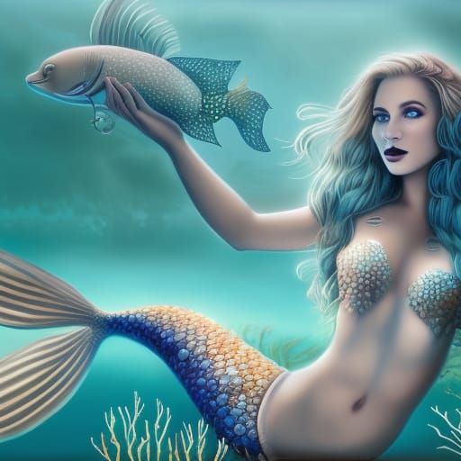 Futuristic Mermaid Scene with Volumetric Lighting