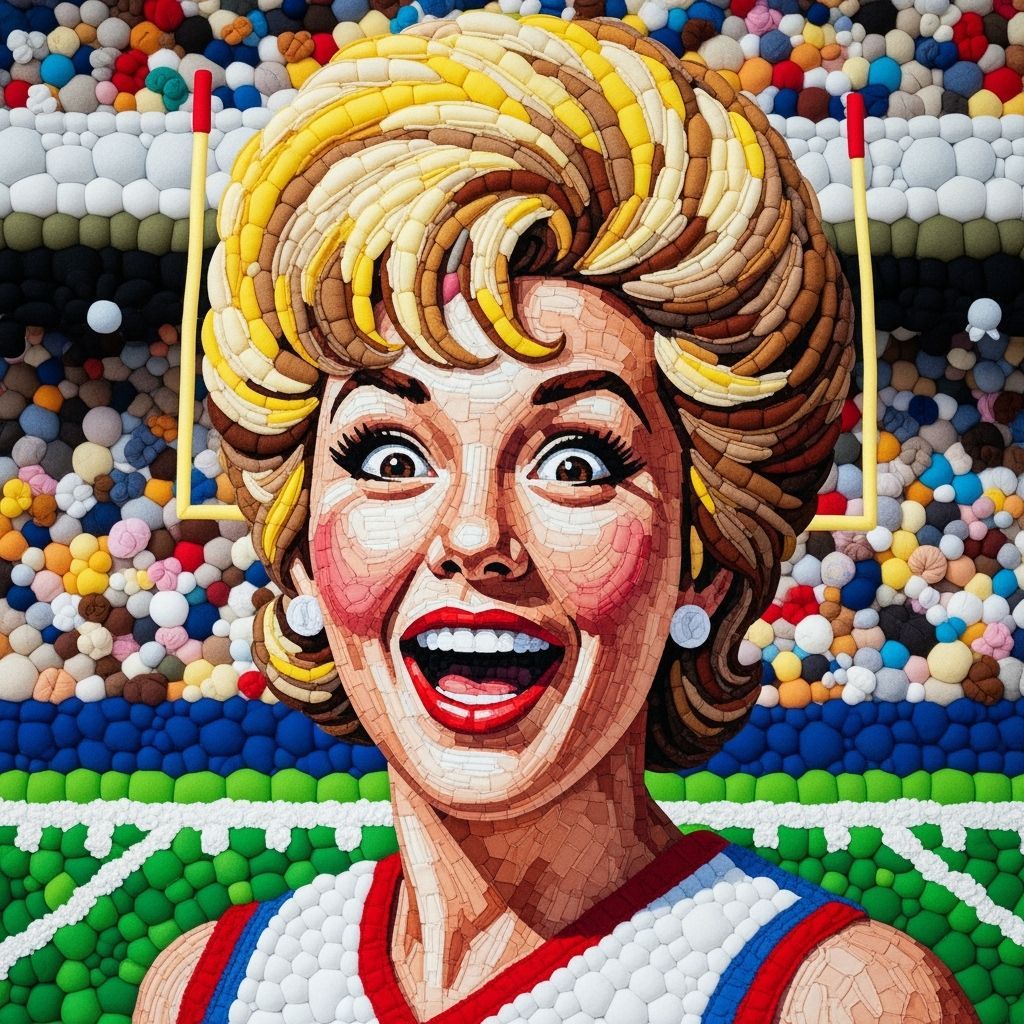 Cheerleader Mosaic Portrait with Textile Details
