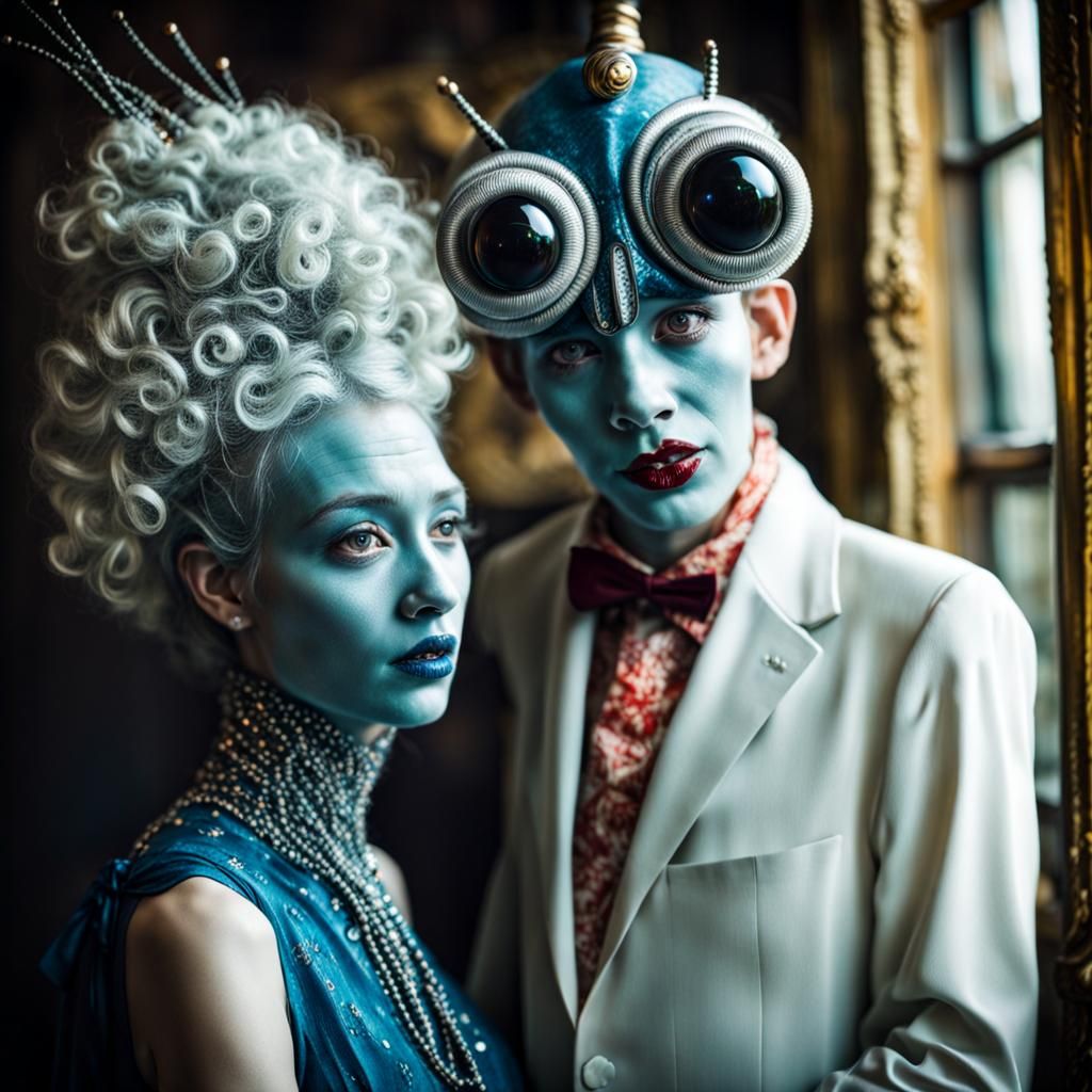 Surreal Restaurant Scene with Exotic Aliens, Photograph